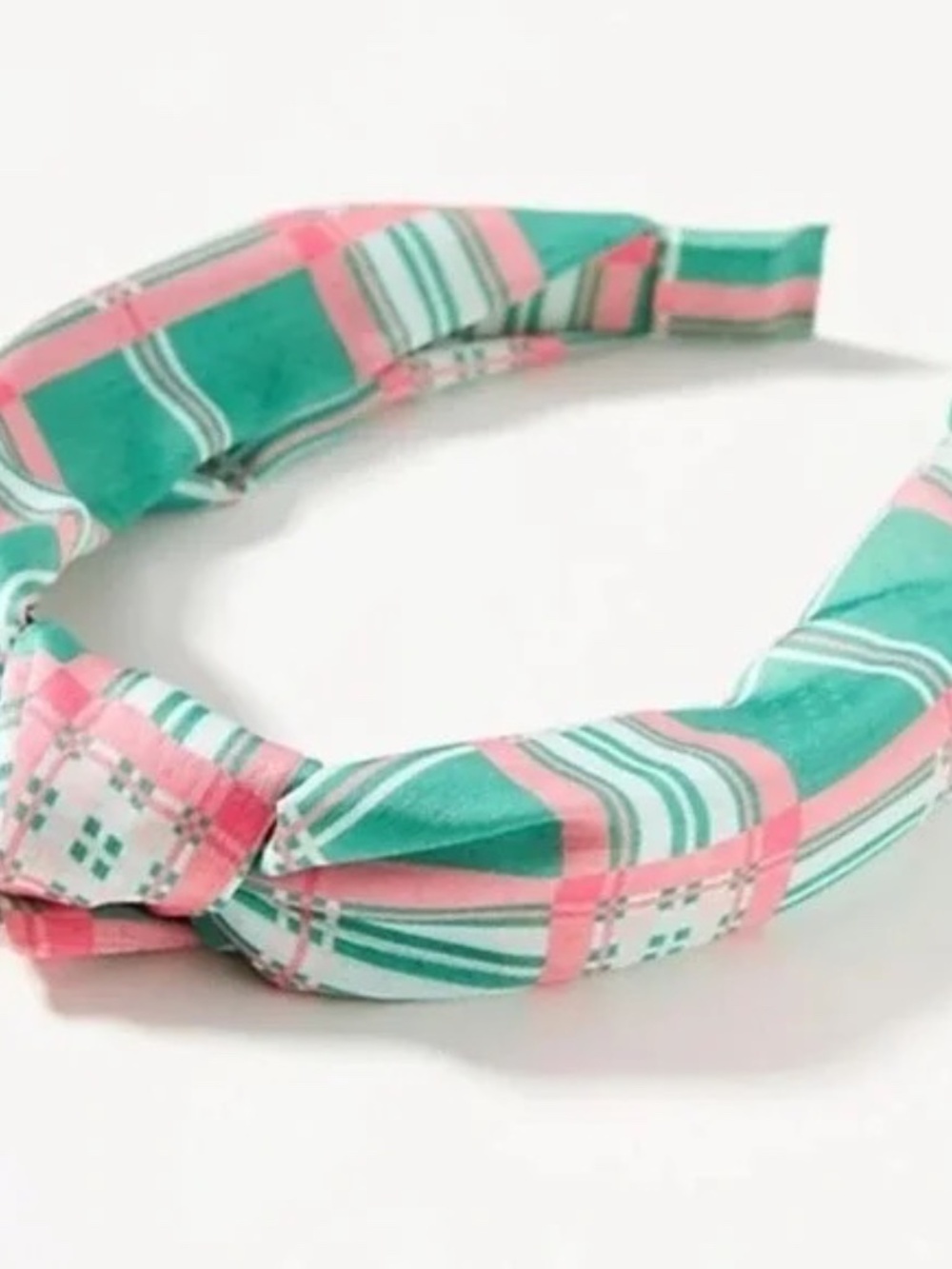 NWT Anthropologie  Green Preppy Checkered Knotted Headband